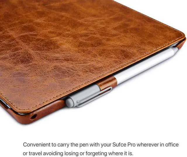Alt view image 5 of 7 - Surface Pro 6 Case New Surface Pro 2017 Leather Case Genuine Leather Magnetic Snap with Kickstand / Keyboard Cover & Pen Holder Folio Flip Case for Microsoft Surface Pro 4 / Pro 5 / Pro 6