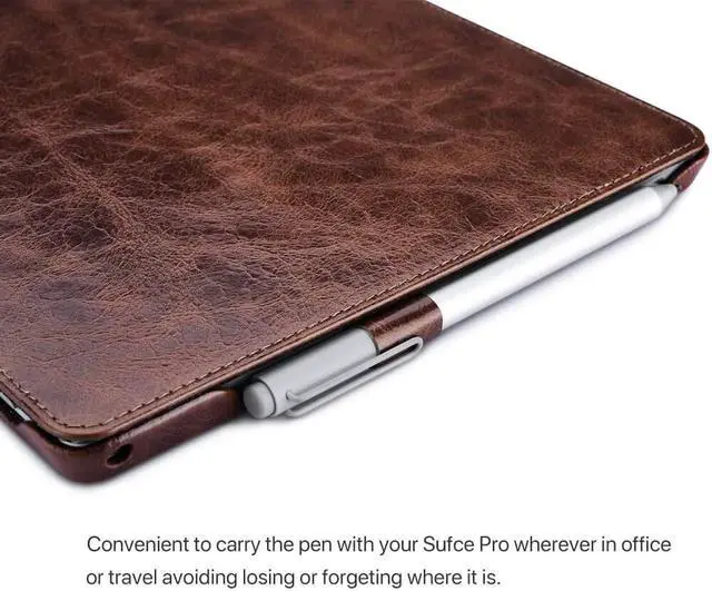 Alt view image 3 of 7 - Surface Pro 6 Case New Surface Pro 2017 Leather Case Genuine Leather Magnetic Snap with Kickstand / Keyboard Cover & Pen Holder Folio Flip Case for Microsoft Surface Pro 4 / Pro 5 / Pro 6