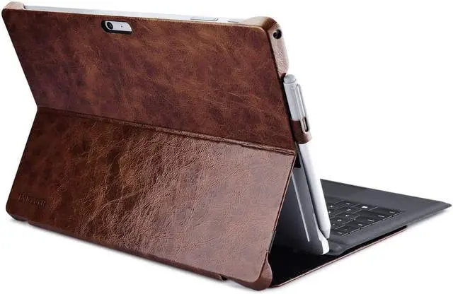 Alt view image 2 of 7 - Surface Pro 6 Case New Surface Pro 2017 Leather Case Genuine Leather Magnetic Snap with Kickstand / Keyboard Cover & Pen Holder Folio Flip Case for Microsoft Surface Pro 4 / Pro 5 / Pro 6