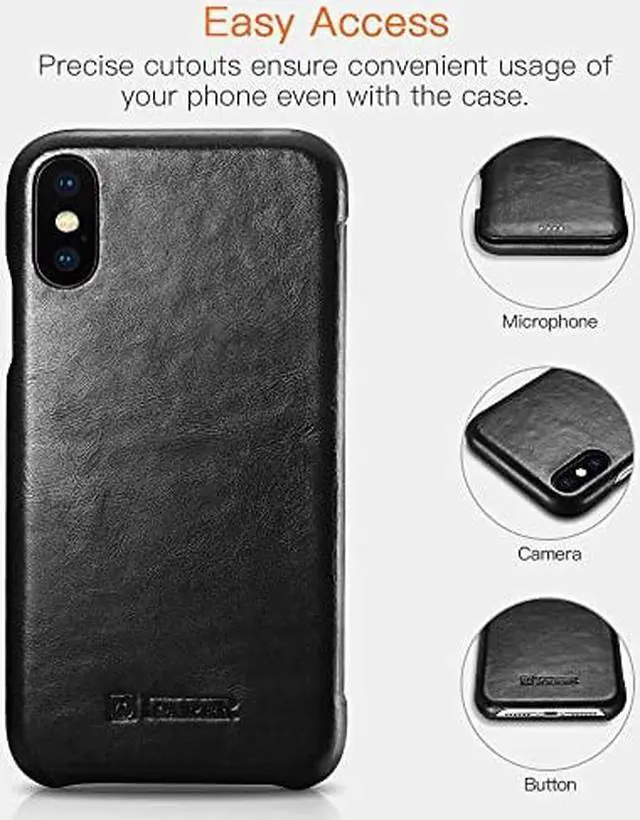 Alt view image 4 of 7 - WERLEO iPhone Xs MAX Leather Case Genuine Vintage Leather Flip Folio Opening Cover in Curved Edge Design Slim Thin Side Open Case for iPhone Xs MAX 6.5 Inch