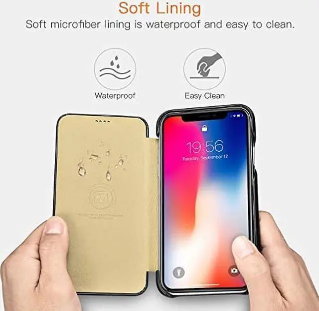 Alt view image 3 of 7 - WERLEO iPhone Xs MAX Leather Case Genuine Vintage Leather Flip Folio Opening Cover in Curved Edge Design Slim Thin Side Open Case for iPhone Xs MAX 6.5 Inch