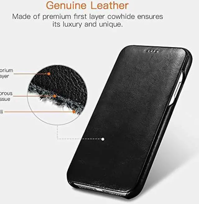 Alt view image 2 of 7 - WERLEO iPhone Xs MAX Leather Case Genuine Vintage Leather Flip Folio Opening Cover in Curved Edge Design Slim Thin Side Open Case for iPhone Xs MAX 6.5 Inch