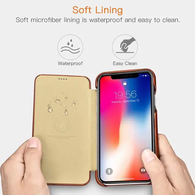 Alt view image 3 of 7 - WERLEO iPhone Xs MAX Leather Case Genuine Vintage Leather Flip Folio Opening Cover in Curved Edge Design Slim Thin Side Open Case for iPhone Xs MAX 6.5 Inch