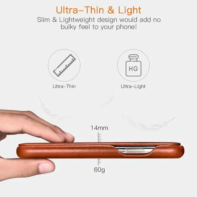 Alt view image 4 of 7 - WERLEO iPhone Xs MAX Leather Case Genuine Vintage Leather Flip Folio Opening Cover in Curved Edge Design Slim Thin Side Open Case for iPhone Xs MAX 6.5 Inch