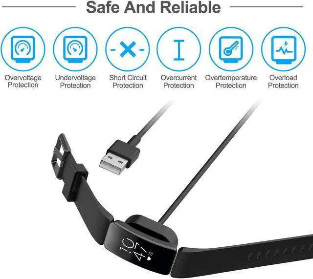 Alt view image 5 of 7 - Werleo 2 Pack Replacement USB Charger Cable Cord Compatible with Fitbit Inspire HR Smartwatch - 3.3ft + 0.5ft