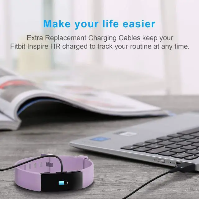 Alt view image 6 of 7 - Werleo 2 Pack Replacement USB Charger Cable Cord Compatible with Fitbit Inspire HR Smartwatch - 3.3ft + 0.5ft