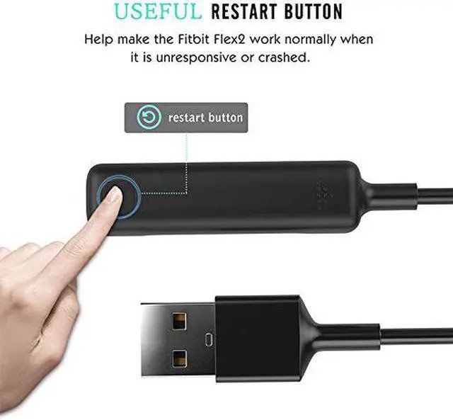 Alt view image 3 of 7 - Werleo 2-Pack Fitbit Flex 2 Charger with Reset Button Replacement USB Charging Cable Cradle Dock Adapter for 2016 Flex 2 Fitness Wristband NOT FIT Fitbit Flex Black