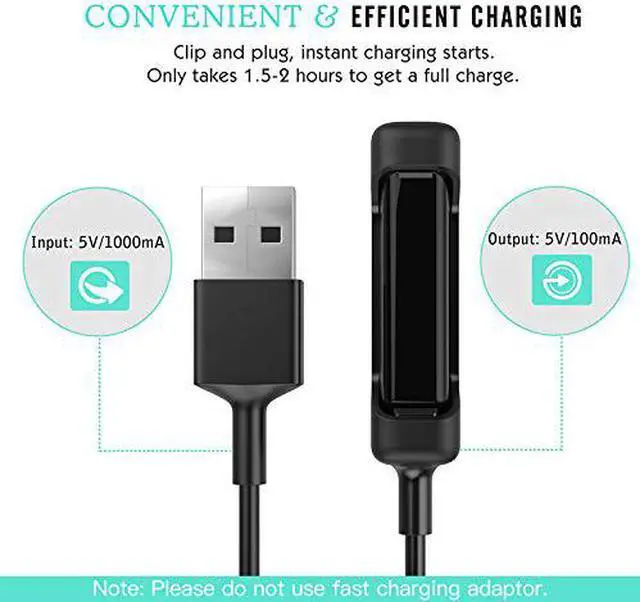 Alt view image 2 of 7 - Werleo 2-Pack Fitbit Flex 2 Charger with Reset Button Replacement USB Charging Cable Cradle Dock Adapter for 2016 Flex 2 Fitness Wristband NOT FIT Fitbit Flex Black
