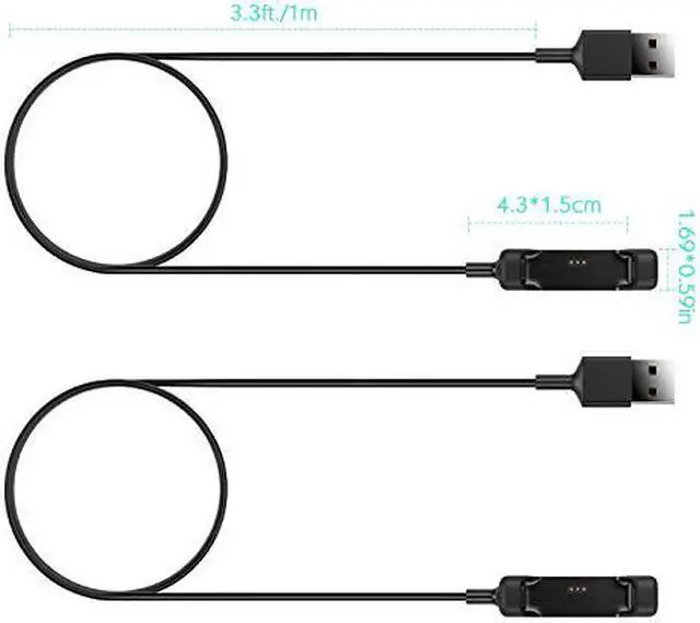 Alt view image 6 of 7 - Werleo 2-Pack Fitbit Flex 2 Charger with Reset Button Replacement USB Charging Cable Cradle Dock Adapter for 2016 Flex 2 Fitness Wristband NOT FIT Fitbit Flex Black