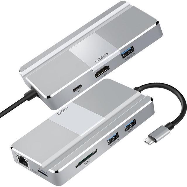 Alt view image 6 of 7 - USB C Hub 8 in 1 Aluminum Type C Adapter with 3 USB 3.0 Port RJ45 Ethernet 4K USB C to HD Video SD / TF Card Reader Supports 100W PD Fast Charging For Macbook Pro / Mini Surface Other Type C Laptops