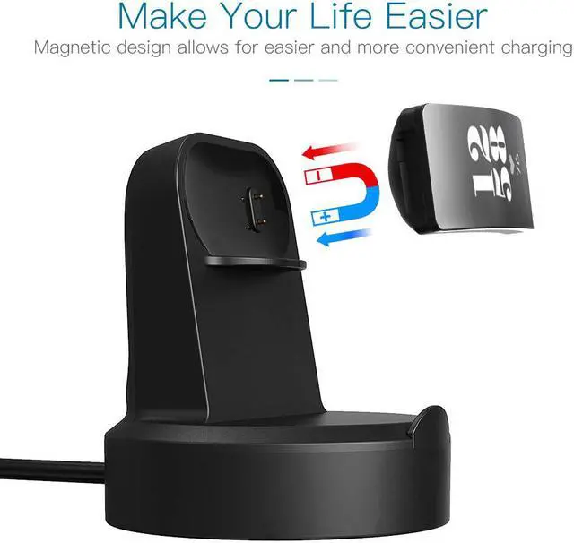Alt view image 4 of 7 - Werleo Charger Dock Compatible with Fitbit Inspire / Inspire HR Portable Magnetic Replacement Charging Stand Adapter with USB Charging Cable Cord for Inspire / Inspire HR - Black