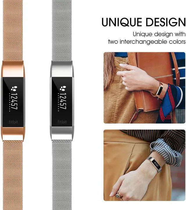 Alt view image 7 of 7 - Werleo 2PCS Stainless Steel Replacement Bands Strap Compatible with Fitbit Alta and Fitbit Alta HR