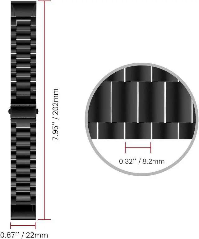 Alt view image 6 of 7 - WERLEO Band Replacement Compatible with Garmin Fenix 5 / 5 Plus / Forerunner 935 / 945 Premium Stainless Steel Metal Watch Band with Quick Release Connector Fit Fenix 5 / 5 Plus / Forerunner 935 945