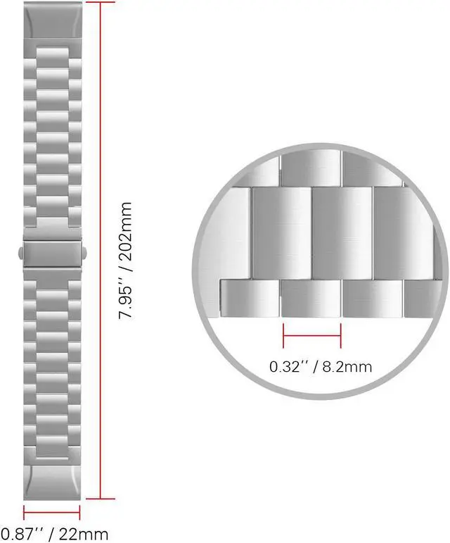 Alt view image 6 of 7 - WERLEO Band Replacement Compatible with Garmin Fenix 5 / 5 Plus / Forerunner 935 / 945 Premium Stainless Steel Metal Watch Band with Quick Release Connector Fit Fenix 5 / 5 Plus / Forerunner 935 945