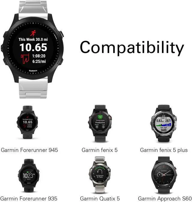 Alt view image 2 of 7 - WERLEO Band Replacement Compatible with Garmin Fenix 5 / 5 Plus / Forerunner 935 / 945 Premium Stainless Steel Metal Watch Band with Quick Release Connector Fit Fenix 5 / 5 Plus / Forerunner 935 945