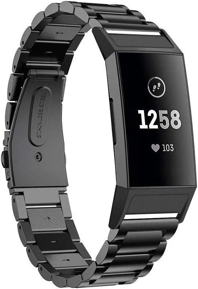 Alt view image 3 of 6 - WERLEO Compatible Fitbit Charge 3 Metal Bands, Premium Stainless Steel Metal Replacement Smartwatch Bands Strap Bracelet Sport Wristband Compatible with Fitbit Charge 3 & Charge 3 SE for Women Men
