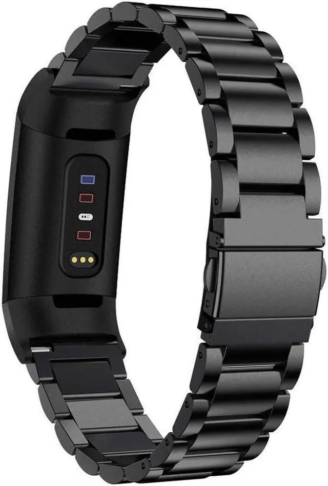 Main image of WERLEO Compatible Fitbit Charge 3 Metal Bands, Premium Stainless Steel Metal Replacement Smartwatch Bands Strap Bracelet Sport Wristband Compatible with Fitbit Charge 3 & Charge 3 SE for Women Men