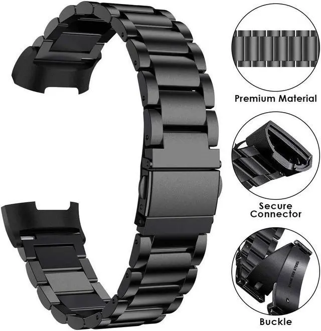Alt view image 2 of 6 - WERLEO Compatible Fitbit Charge 3 Metal Bands, Premium Stainless Steel Metal Replacement Smartwatch Bands Strap Bracelet Sport Wristband Compatible with Fitbit Charge 3 & Charge 3 SE for Women Men