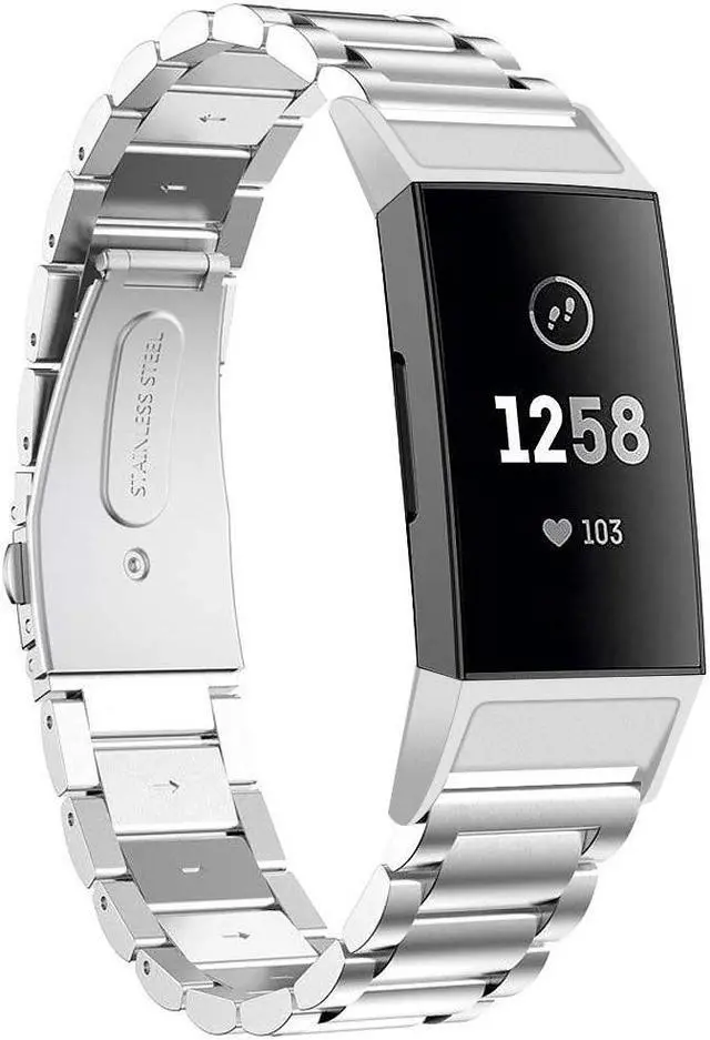 Alt view image 3 of 6 - WERLEO Compatible Fitbit Charge 3 Metal Bands Premium Stainless Steel Metal Replacement Smartwatch Bands Strap Bracelet Sport Wristband Compatible with Fitbit Charge 3 & Charge 3 SE for Women Men