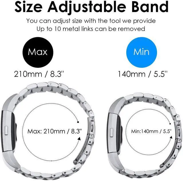 Alt view image 4 of 6 - WERLEO Compatible Fitbit Charge 3 Metal Bands Premium Stainless Steel Metal Replacement Smartwatch Bands Strap Bracelet Sport Wristband Compatible with Fitbit Charge 3 & Charge 3 SE for Women Men