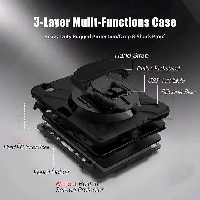 Alt view image 6 of 7 - Werleo iPad Pro 11 Case 2018 with Pencil Holder - Support Apple Pencil Charging - 360 Degree Swivel Stand / Hand Strap - Slim Heavy Duty Shockproof Rugged High Impact Full Body Protective Case Cover