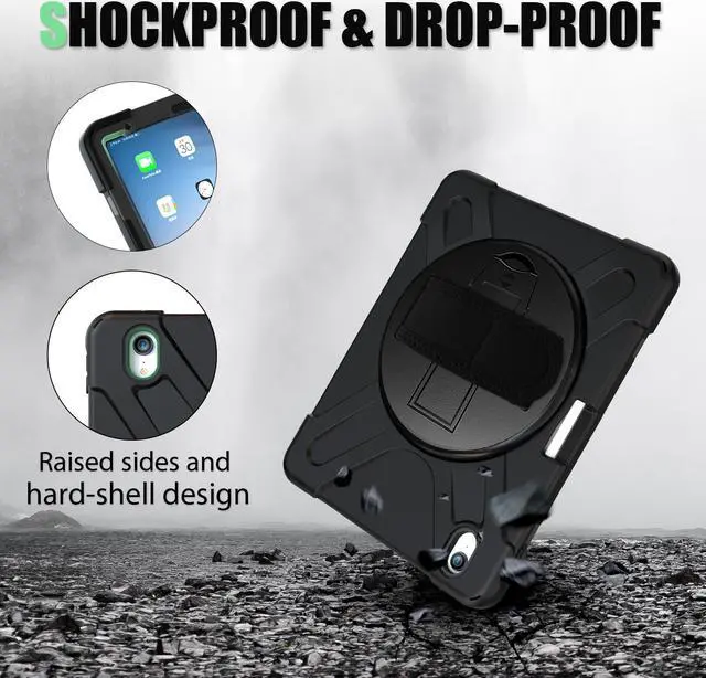 Alt view image 2 of 7 - Werleo iPad Pro 11 Case 2018 with Pencil Holder - Support Apple Pencil Charging - 360 Degree Swivel Stand / Hand Strap - Slim Heavy Duty Shockproof Rugged High Impact Full Body Protective Case Cover