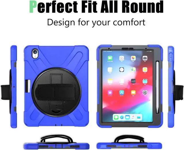 Alt view image 6 of 7 - Werleo iPad Pro 11 Case 2018 with Pencil Holder - Support Apple Pencil Charging - 360 Degree Swivel Stand / Hand Strap - Slim Heavy Duty Shockproof Rugged High Impact Full Body Protective Case Cover