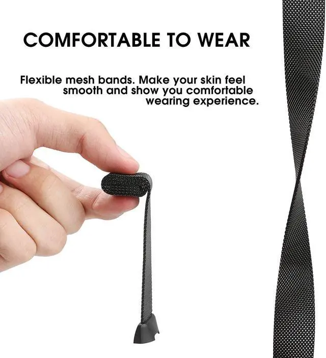 Alt view image 2 of 6 - Werleo Metal Bands Compatible Fitbit Charge 3 Band Women Men Small Large Stainless Steel Replacement Band Wrist Straps Accessories for Fitbit Charge 3 Fitness Tracker Smart Watch