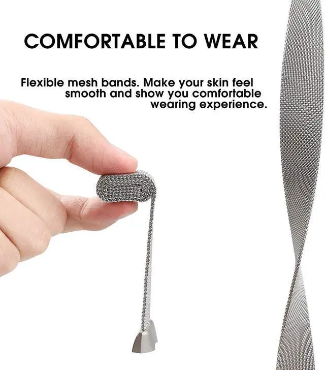 Alt view image 2 of 6 - Werleo Metal Bands Compatible Fitbit Charge 3 Band Women Men Small Large Stainless Steel Replacement Band Wrist Straps Accessories for Fitbit Charge 3 Fitness Tracker Smart Watch