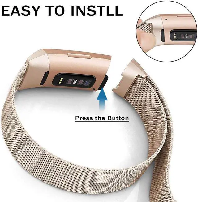 Alt view image 2 of 7 - Werleo Metal Bands Compatible Fitbit Charge 3 Band Women Men Small Large Stainless Steel Replacement Band Wrist Straps Accessories for Fitbit Charge 3 Fitness Tracker Smart Watch