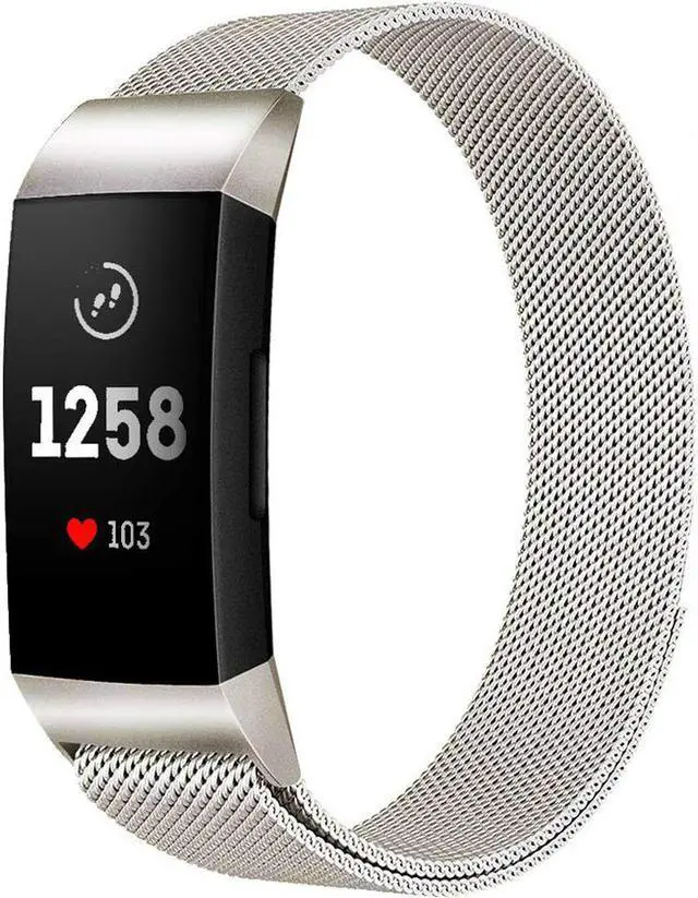 Main image of Werleo Metal Bands Compatible Fitbit Charge 3 Band Women Men Small Large Stainless Steel Replacement Band Wrist Straps Accessories for Fitbit Charge 3 Fitness Tracker Smart Watch