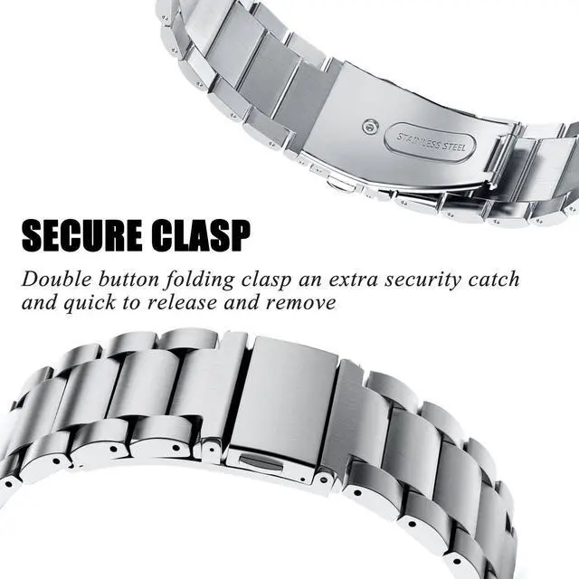 Alt view image 6 of 7 - Werleo Metal Band Compatible with Fitbit Versa Bands Men Black Solid Stainless Steel Versa Special Edition Strap Business Bracelet for Fitbit Versa / Special Edition / Lite Edition Smartwatch