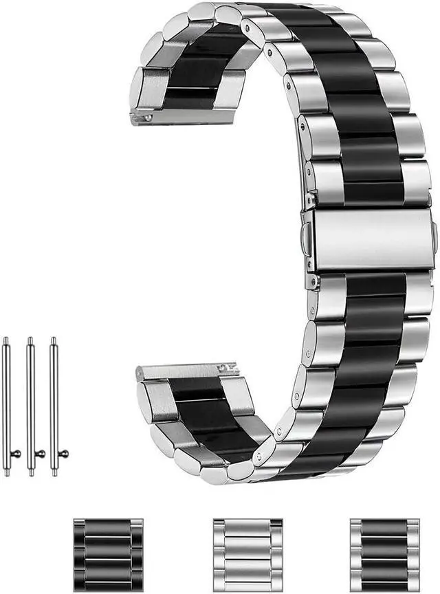 Alt view image 4 of 7 - Metal Bands Compatible Galaxy Watch 46mm / Gear S3 Frontier / Classic Watch Band 22mm Stainless Steel Replacement Bracelet Wrist Strap for Galaxy Watch 46mm SM-R800 / Gear S3 Smartwatch