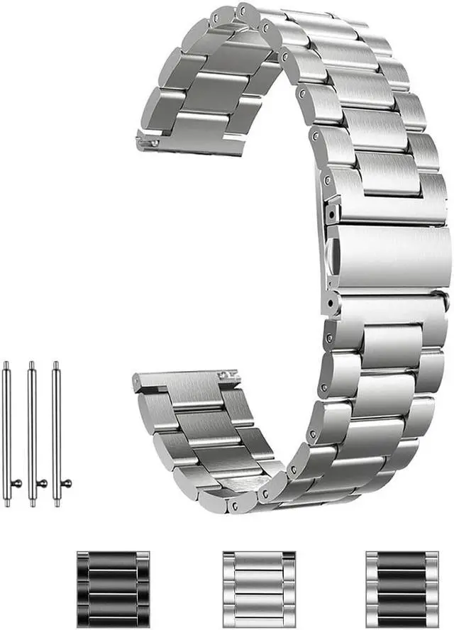 Alt view image 5 of 7 - Metal Bands Compatible Galaxy Watch 46mm / Gear S3 Frontier / Classic Watch Band 22mm Stainless Steel Replacement Bracelet Wrist Strap for Galaxy Watch 46mm SM-R800 / Gear S3 Smartwatch