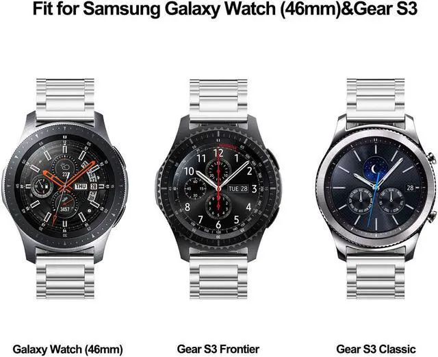 Alt view image 2 of 7 - Metal Bands Compatible Galaxy Watch 46mm / Gear S3 Frontier / Classic Watch Band 22mm Stainless Steel Replacement Bracelet Wrist Strap for Galaxy Watch 46mm SM-R800 / Gear S3 Smartwatch