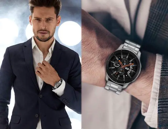 Alt view image 5 of 7 - Werleo Stainless Steel Metal Band Bracelet Strap Compatible with Samsung Galaxy Watch 42mm / Ticwatch E / Galaxy Watch Active 40mm / Gear S2 Classic
