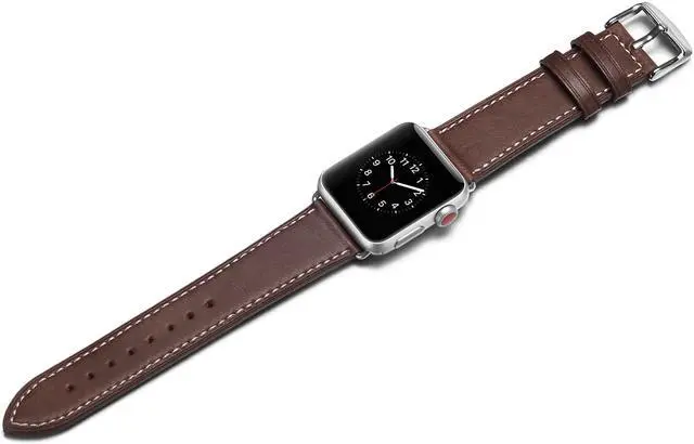Alt view image 6 of 6 - Werleo Compatible Apple Watch Band 42mm 44mm, Genuine Leather Replacement for iwatch Strap Compatible with Apple Watch Series 4 (44mm) Series 3 Series 2 Series 1 (42mm) Sport Edition