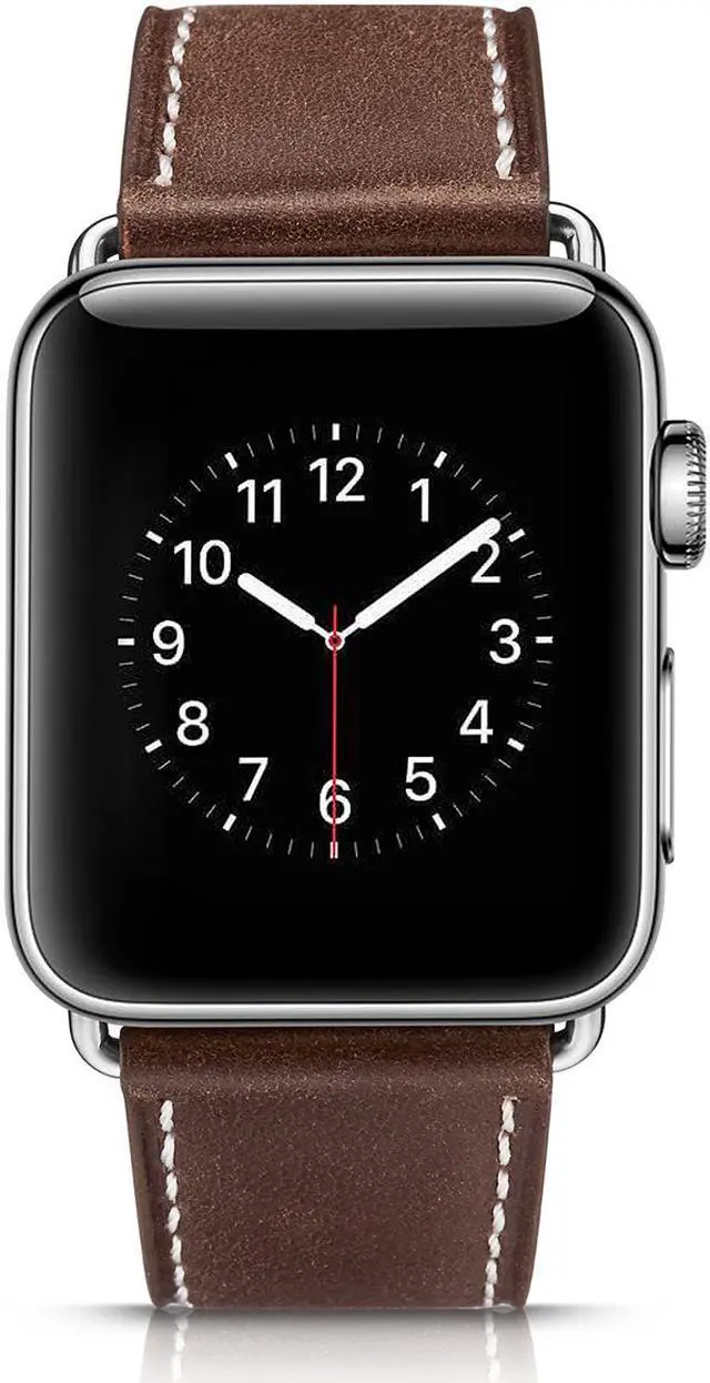 Alt view image 3 of 6 - Werleo Compatible Apple Watch Band 42mm 44mm, Genuine Leather Replacement for iwatch Strap Compatible with Apple Watch Series 4 (44mm) Series 3 Series 2 Series 1 (42mm) Sport Edition