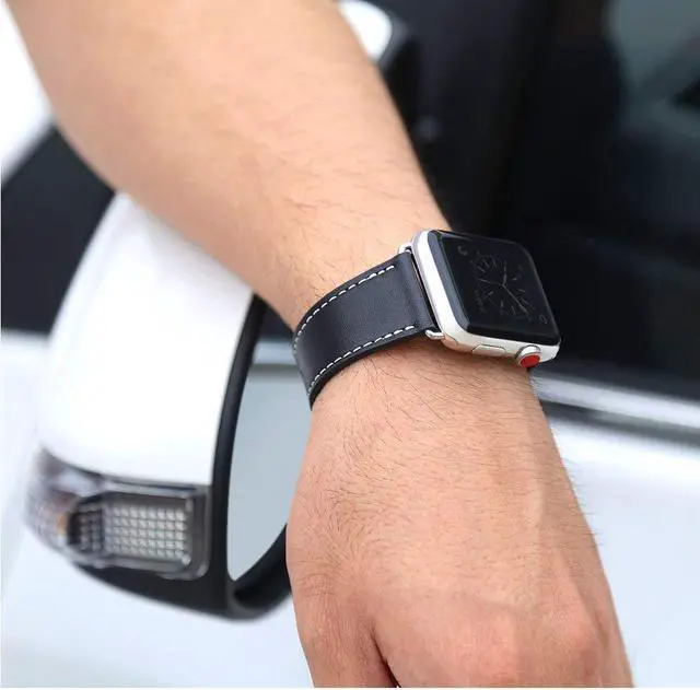 Alt view image 7 of 7 - Werleo Compatible with Apple Watch Band 38mm 40mm Genuine Leather Watch Strap Compatible with Apple Watch Series 4 (40mm) Series 3 Series 2 Series 1 (38mm) Sport and Edition