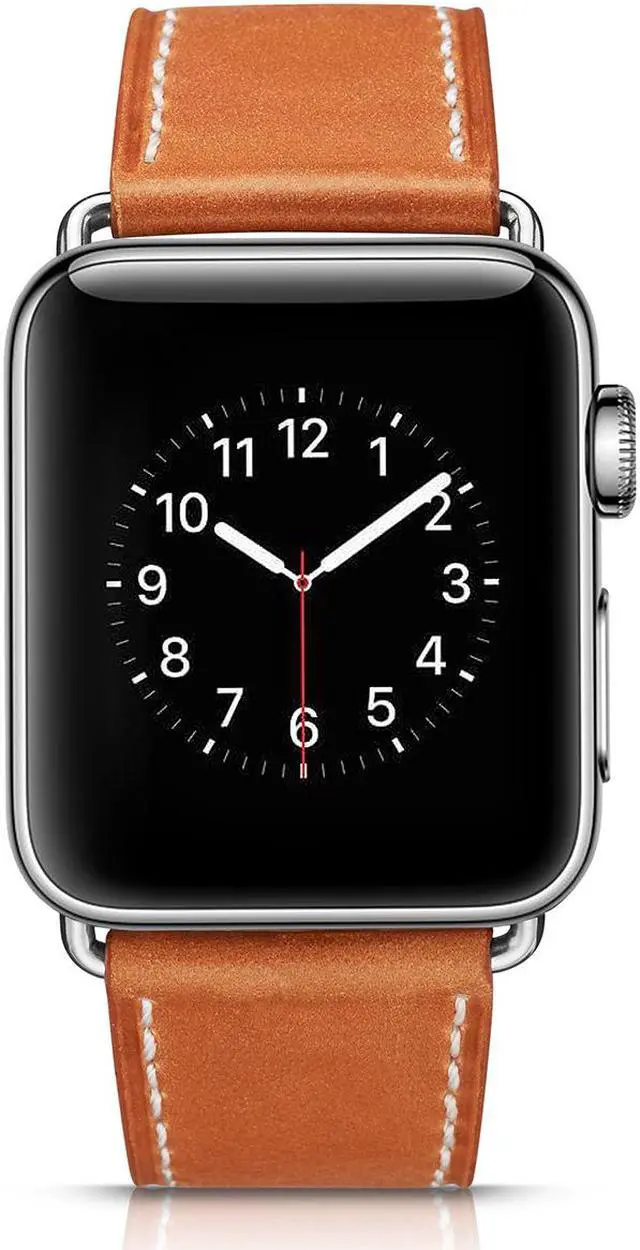 Alt view image 3 of 6 - Werleo Compatible with Apple Watch Band 38mm 40mm Genuine Leather Watch Strap Compatible with Apple Watch Series 4 (40mm) Series 3 Series 2 Series 1 (38mm) Sport and Edition