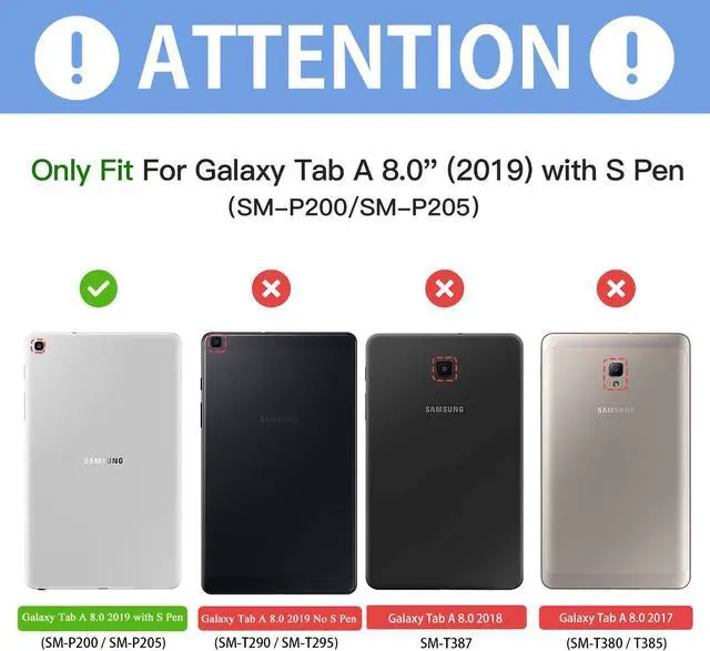 Alt view image 2 of 7 - Werleo Heavy Duty Case Cover Compatible with Samsung Galaxy Tab A 8.0 2019 SM-P200 SM-P205 with Swivel Stand
