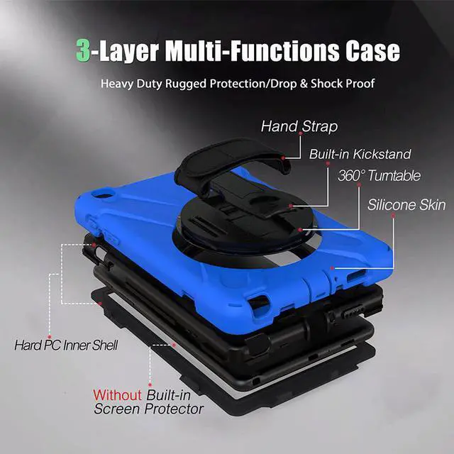 Alt view image 3 of 7 - Werleo Heavy Duty Case Cover Compatible with Samsung Galaxy Tab A 8.0 2019 SM-P200 SM-P205 with Swivel Stand