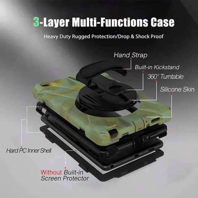 Alt view image 4 of 7 - Werleo Heavy Duty Case Cover Compatible with Samsung Galaxy Tab A 8.0 2019 SM-P200 SM-P205 with Swivel Stand