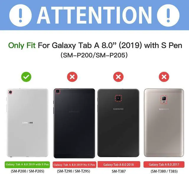 Alt view image 2 of 7 - Werleo Heavy Duty Case Cover Compatible with Samsung Galaxy Tab A 8.0 2019 SM-P200 SM-P205 with Swivel Stand