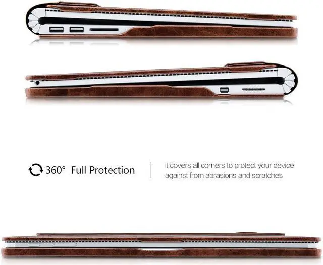 Alt view image 3 of 7 - WERLEO Surface Book Case Surface Book 2 Leather Protecive Case Crocodile Series Genuine Leather Detachable Folio Cover for Microsoft Surface Book 13.5 Inch