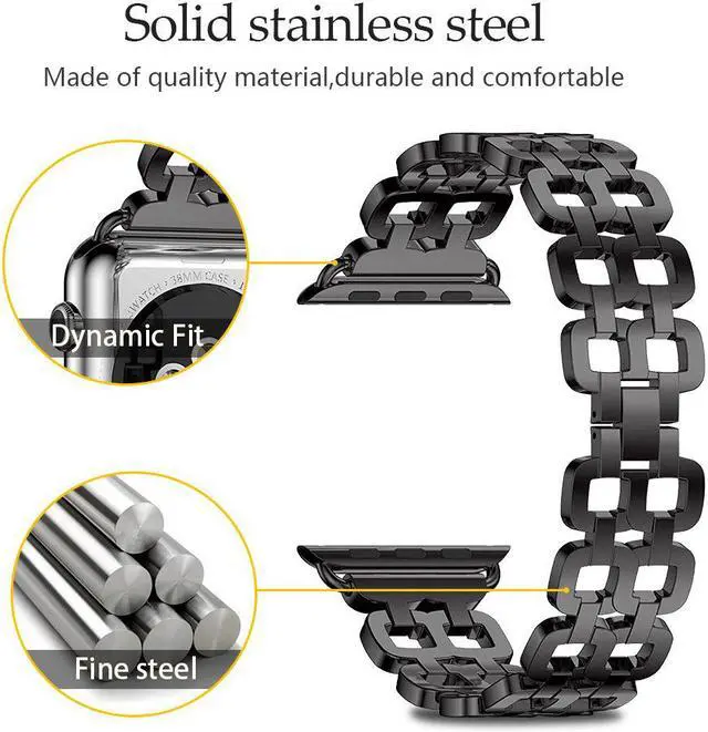 Alt view image 2 of 6 - WERLEO Compatible Apple Watch Band 40mm / 38mm - 44mm / 42mm for Men Women Replacement Stainless Steel Link Band Replacement for Apple Watch Series 4 3 2 1