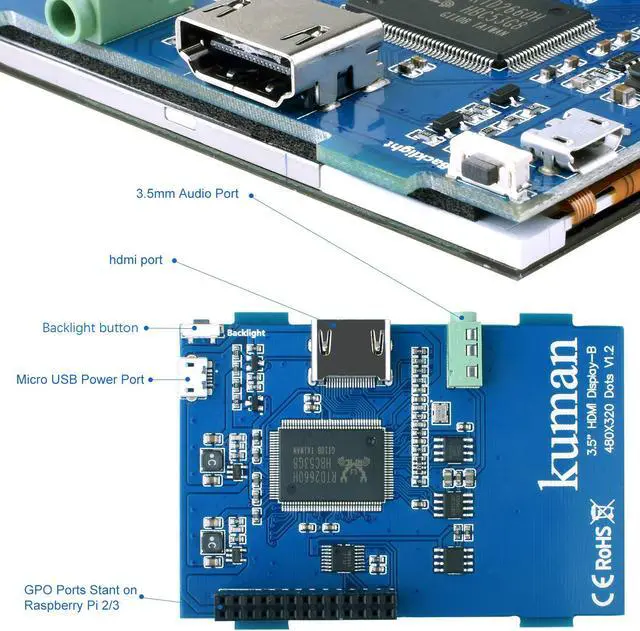 Alt view image 4 of 6 - for Raspberry PI 3 Generation TFT Touch Screen Werleo 3.5 inch TFT LCD Display Monitor Support All Raspberry PI System Video Movie Play Arcade Game HDMI Audio Input SC6A - 3.5 inch HDMI RPI Screen