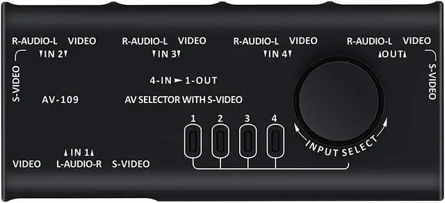 Alt view image 3 of 7 - AV RCA Switch WERLEO 4 in 1 AV Audio Video Signal Switcher Splitter S-Video Selector with RCA Cable for Xbox PS2 PS3 Wii DVD TV