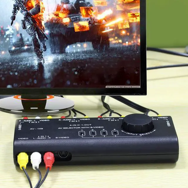 Alt view image 6 of 7 - AV RCA Switch WERLEO 4 in 1 AV Audio Video Signal Switcher Splitter S-Video Selector with RCA Cable for Xbox PS2 PS3 Wii DVD TV