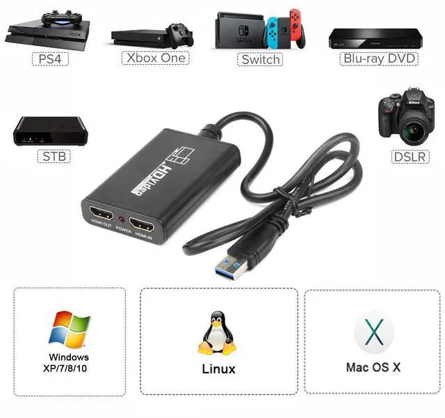 Alt view image 2 of 7 - Werleo HDMI Game Video Capture Devices Full HD USB 3.0 to HDMI Live Game Video Capture Card 1080P Recording Box HDMI in HDMI Out Adapter Video & Audio Grabber for Xbox PS4